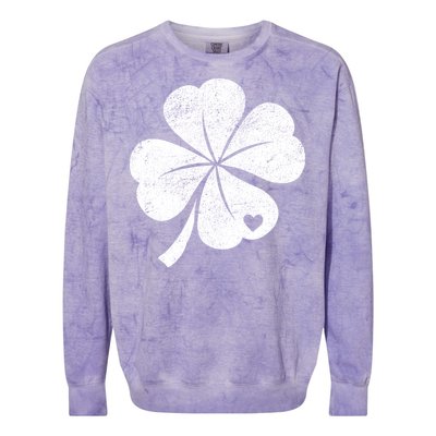 Vintage Irish Clover Heart Colorblast Crewneck Sweatshirt