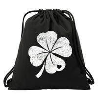Vintage Irish Clover Heart Drawstring Bag