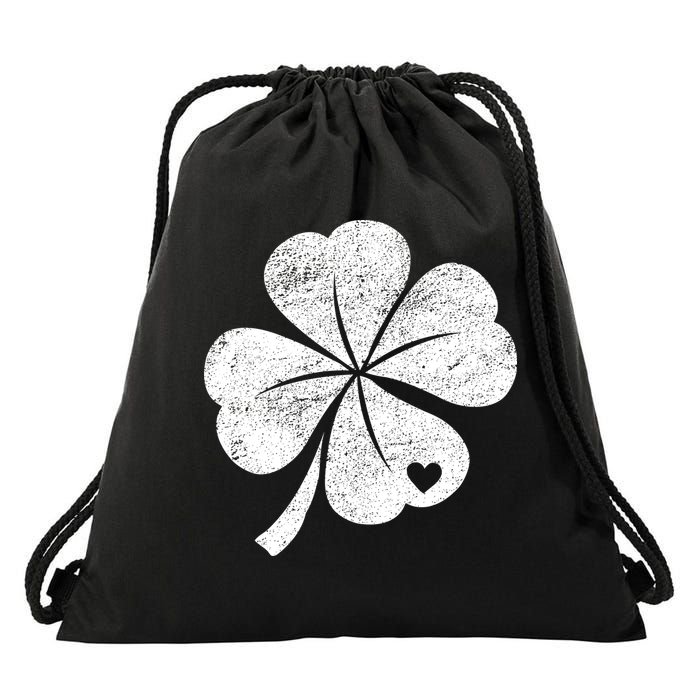 Vintage Irish Clover Heart Drawstring Bag