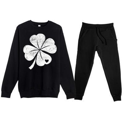 Vintage Irish Clover Heart Premium Crewneck Sweatsuit Set