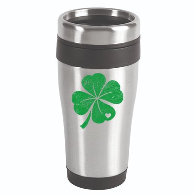 Vintage Irish Clover Heart 16oz Travel Tumbler