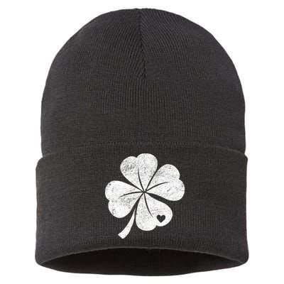 Vintage Irish Clover Heart Sustainable Knit Beanie