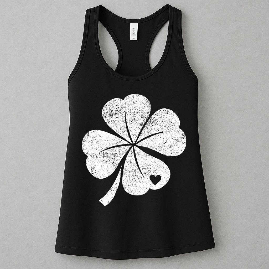 Vintage Irish Clover Heart Womens Tank Top