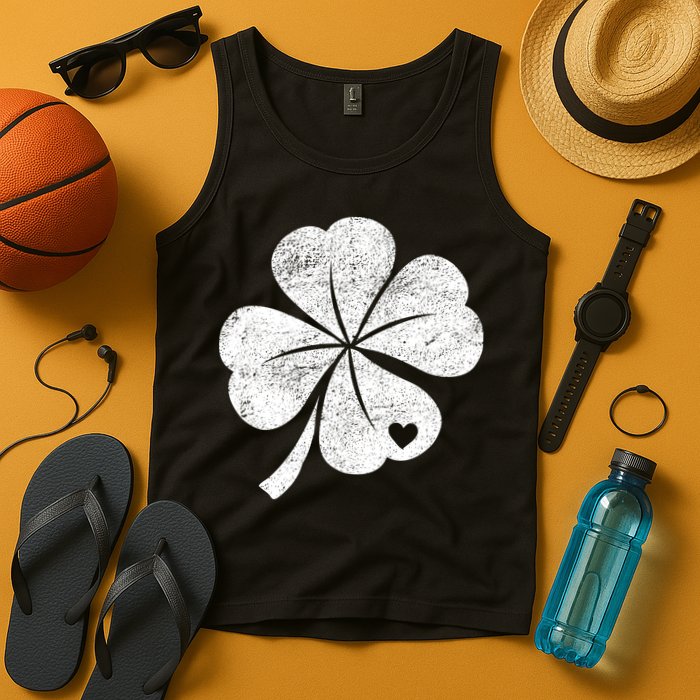 Vintage Irish Clover Heart Tank Top