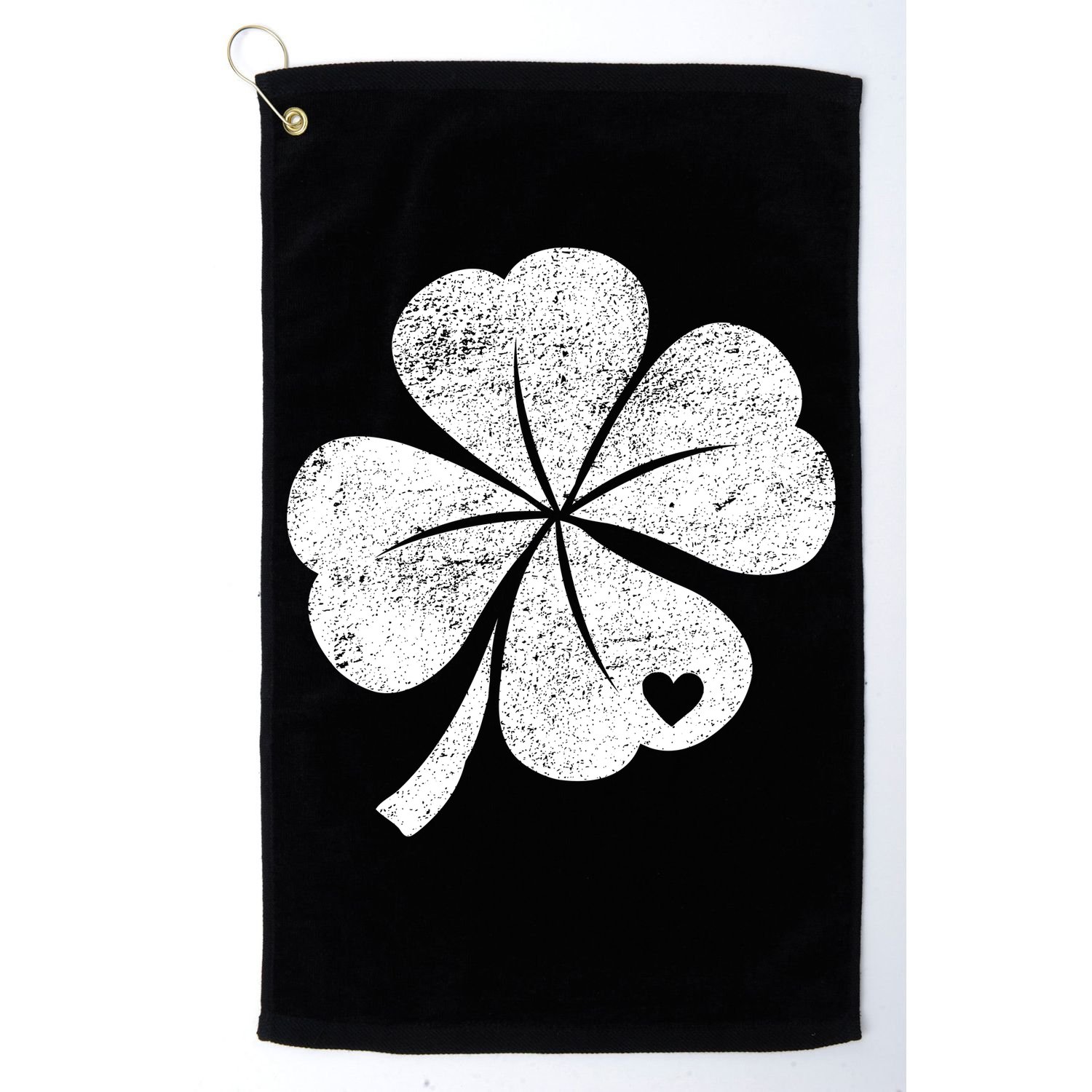 Vintage Irish Clover Heart Golf Towel