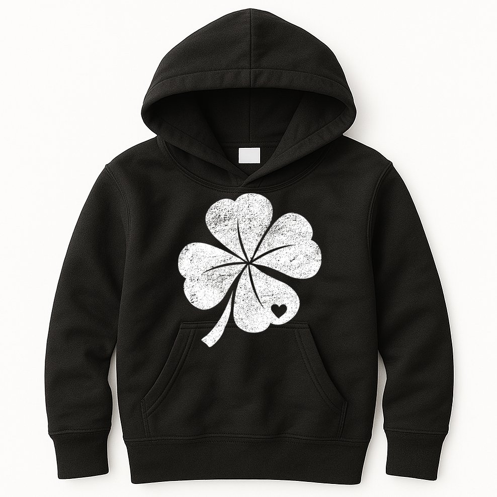 Vintage Irish Clover Heart Kids Hoodie