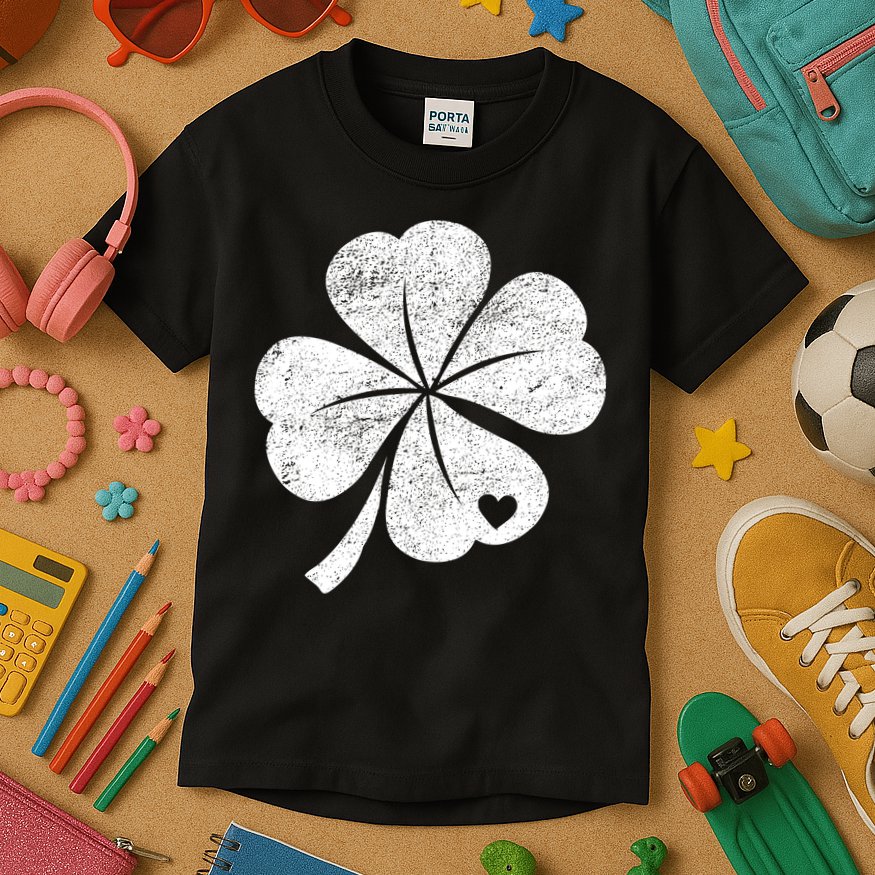 Vintage Irish Clover Heart Kids T-Shirt