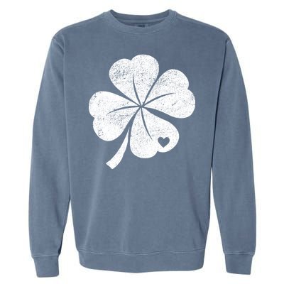 Vintage Irish Clover Heart Garment-Dyed Sweatshirt