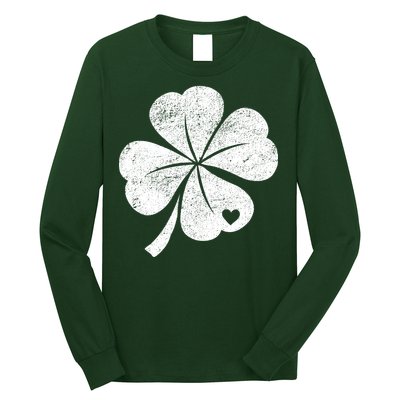 Vintage Irish Clover Heart Long Sleeve Shirt