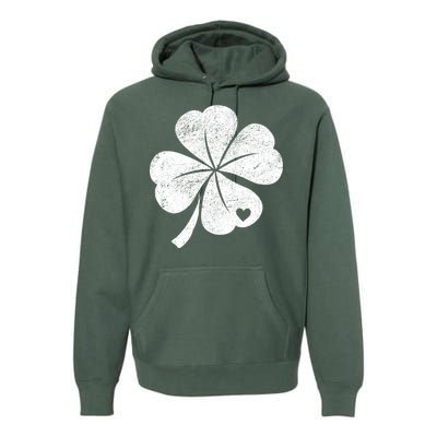 Vintage Irish Clover Heart Premium Hoodie