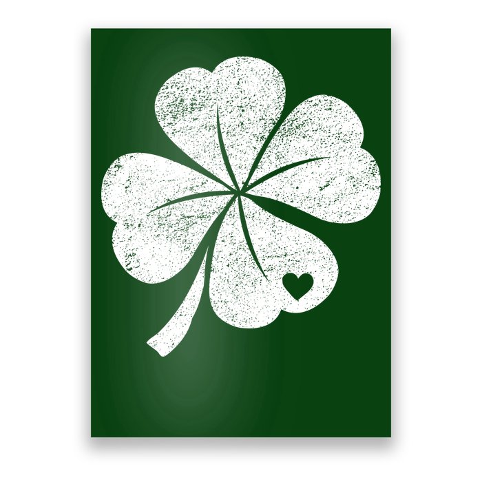 Vintage Irish Clover Heart Poster