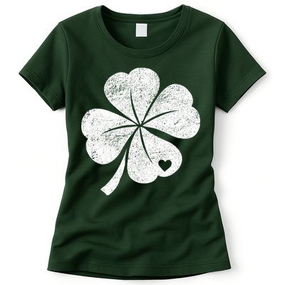 Vintage Irish Clover Heart Womens T-Shirt
