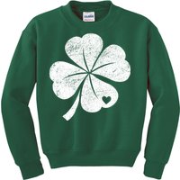 Vintage Irish Clover Heart Kids Sweatshirt