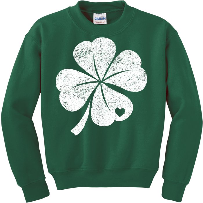 Vintage Irish Clover Heart Kids Sweatshirt