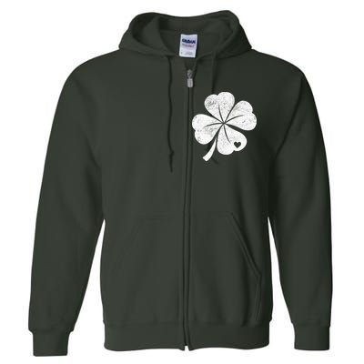 Vintage Irish Clover Heart Full Zip Hoodie