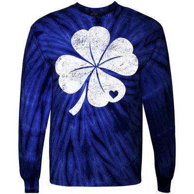 Vintage Irish Clover Heart Tie-Dye Long Sleeve Shirt