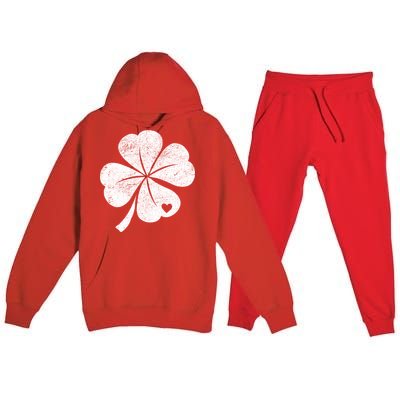 Vintage Irish Clover Heart Premium Hooded Sweatsuit Set