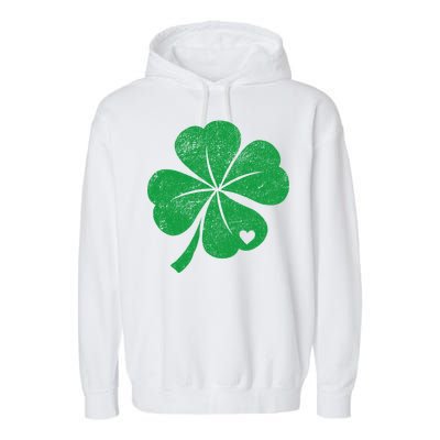 Vintage Irish Clover Heart Garment-Dyed Fleece Hoodie