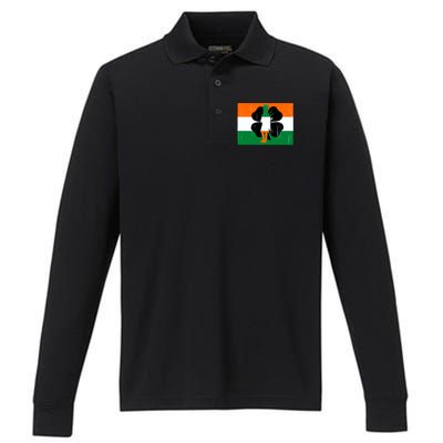 Vintage Irish Flag Of Ireland Performance Long Sleeve Polo