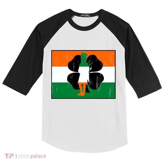 Vintage Irish Flag Of Ireland Kids Colorblock Raglan Jersey