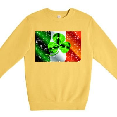 Vintage Irish Flag of Ireland Clover St. Patrick's Day Premium Crewneck Sweatshirt