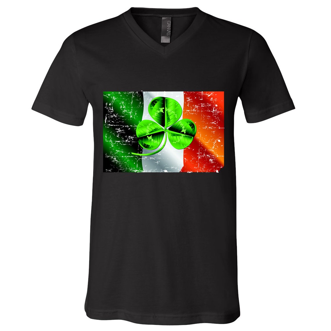 Vintage Irish Flag of Ireland Clover St. Patrick's Day V-Neck T-Shirt