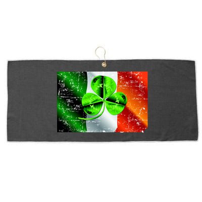 Vintage Irish Flag of Ireland Clover St. Patrick's Day Large Microfiber Waffle Golf Towel