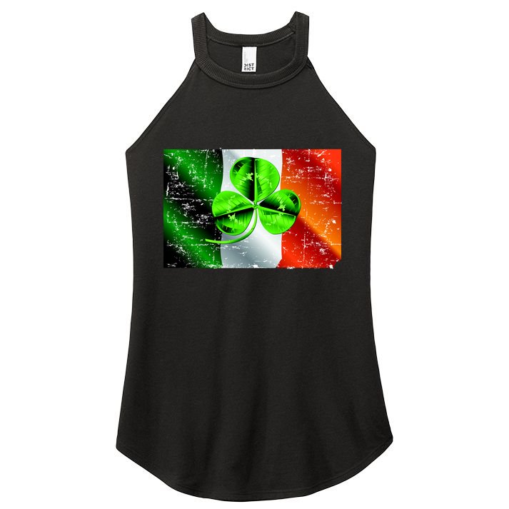 Vintage Irish Flag of Ireland Clover St. Patrick's Day Women's Perfect Tri Rocker Tank