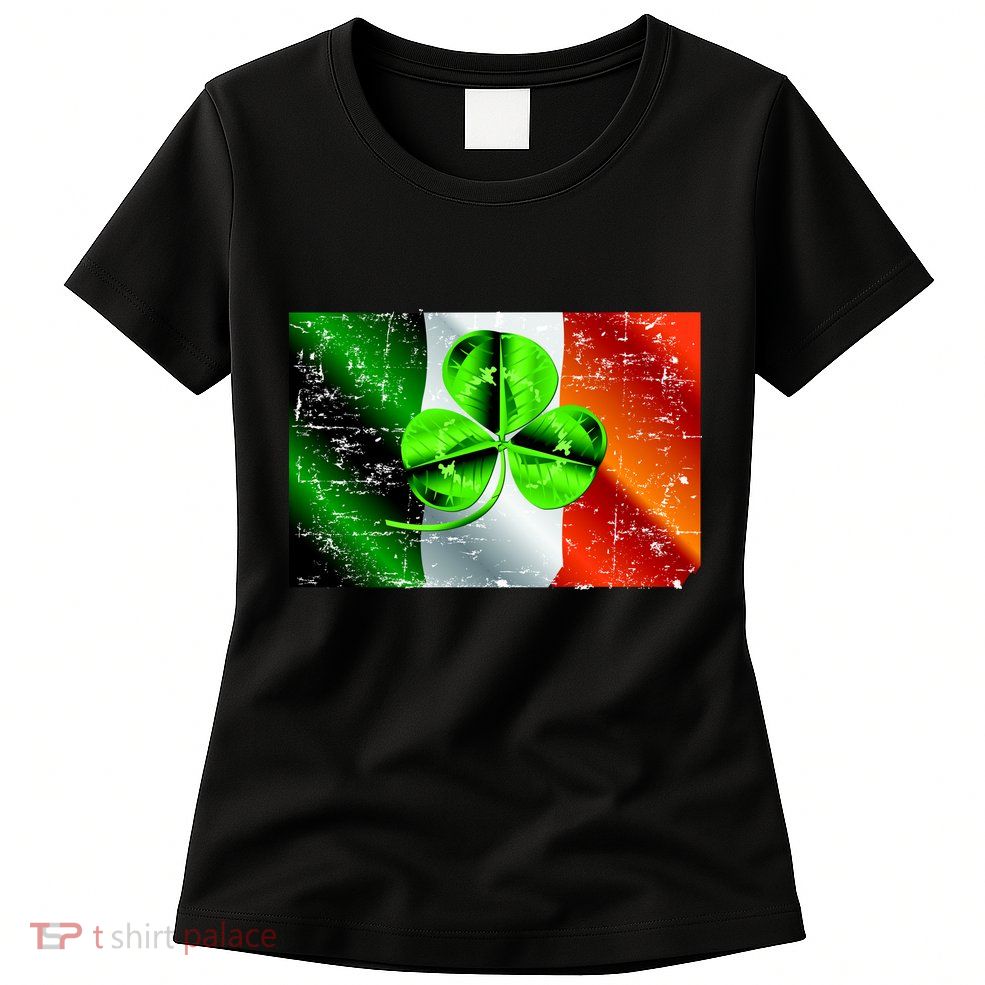 Vintage Irish Flag of Ireland Clover St. Patrick's Day Womens T-Shirt