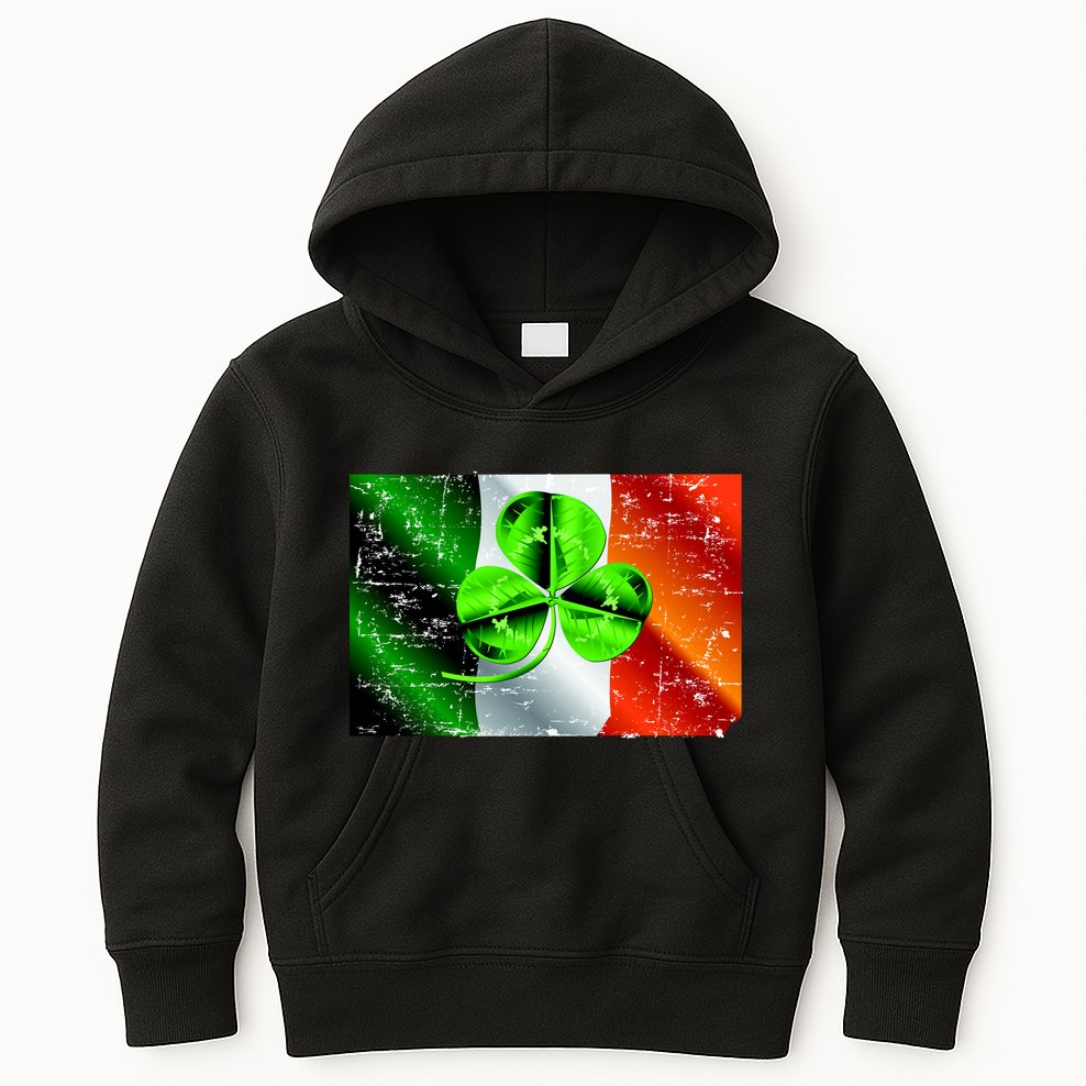 Vintage Irish Flag of Ireland Clover St. Patrick's Day Kids Hoodie