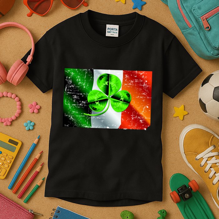 Vintage Irish Flag of Ireland Clover St. Patrick's Day Kids T-Shirt