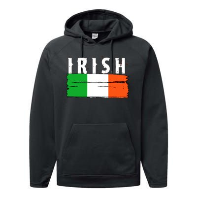 Vintage Irish Ireland Flag Performance Fleece Hoodie