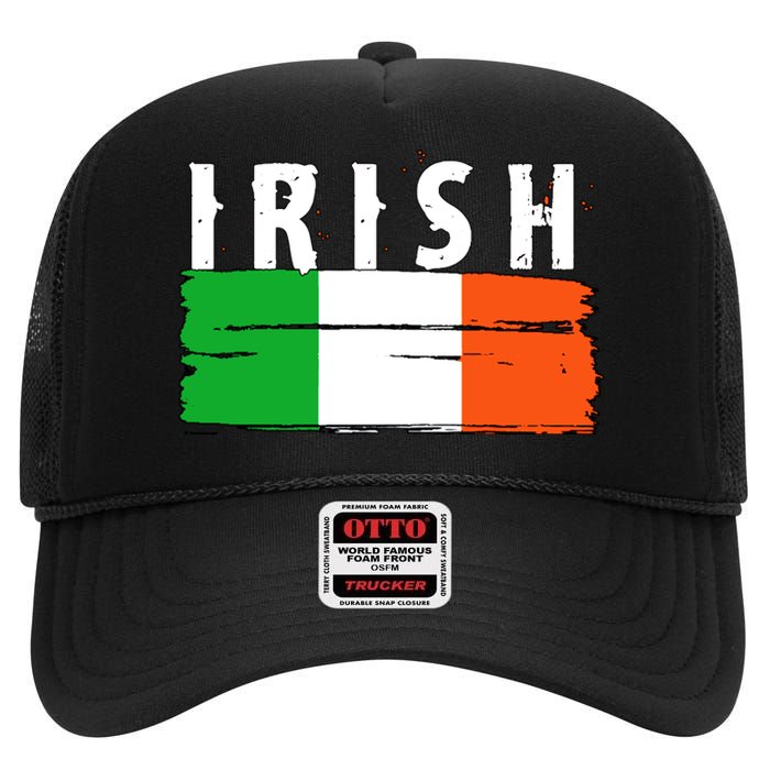 Vintage Irish Ireland Flag High Crown Mesh Back Trucker Hat