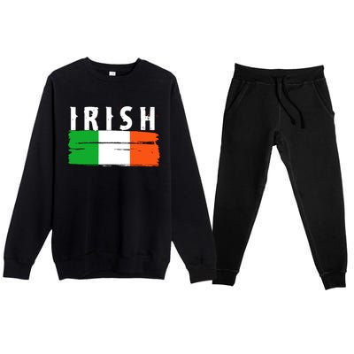 Vintage Irish Ireland Flag Premium Crewneck Sweatsuit Set