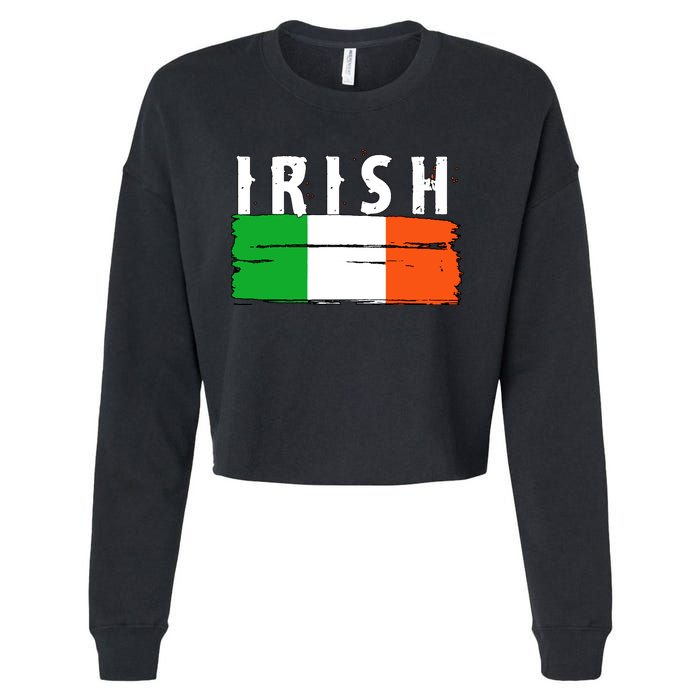 Vintage Irish Ireland Flag Cropped Pullover Crew