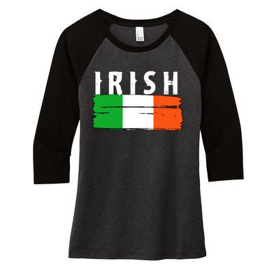 Vintage Irish Ireland Flag Women's Tri-Blend 3/4-Sleeve Raglan Shirt