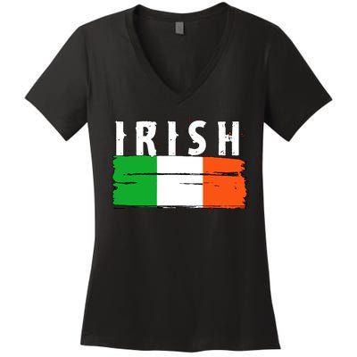 Vintage Irish Ireland Flag Women's V-Neck T-Shirt