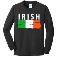 Vintage Irish Ireland Flag Kids Long Sleeve Shirt