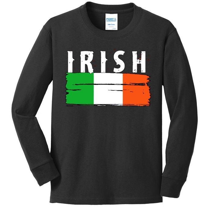 Vintage Irish Ireland Flag Kids Long Sleeve Shirt