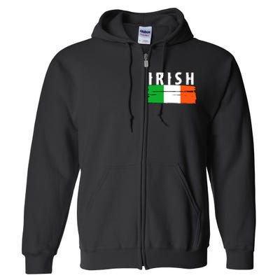 Vintage Irish Ireland Flag Full Zip Hoodie