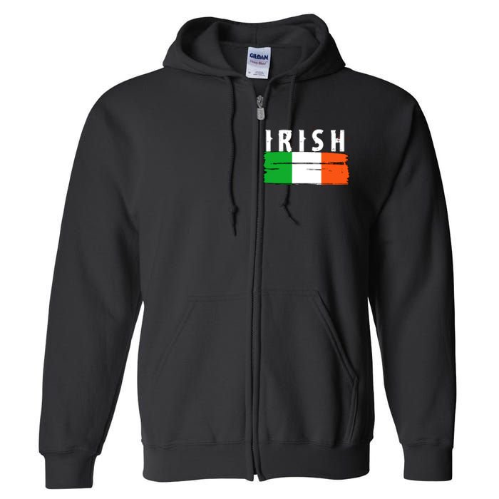 Vintage Irish Ireland Flag Full Zip Hoodie