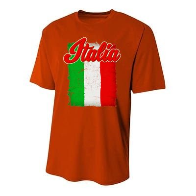 Vintage Italia Flag Youth Performance Sprint T-Shirt