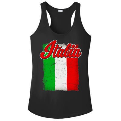 Vintage Italia Flag Ladies PosiCharge Competitor Racerback Tank