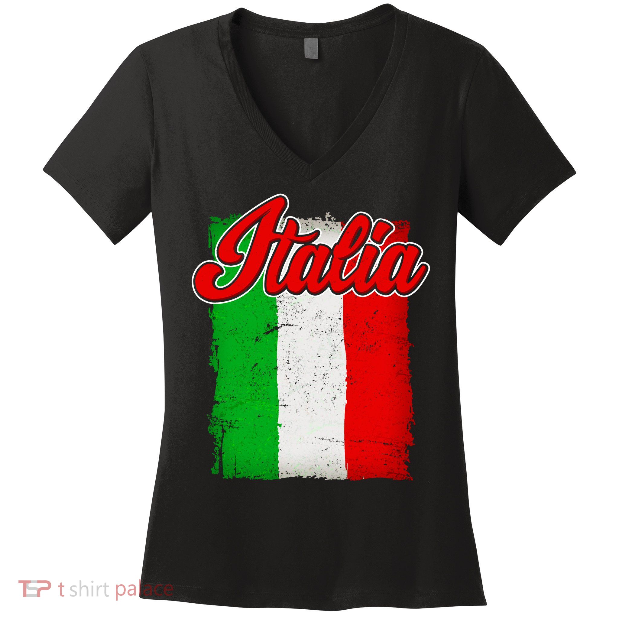 Vintage Italia Flag Women's V-Neck T-Shirt
