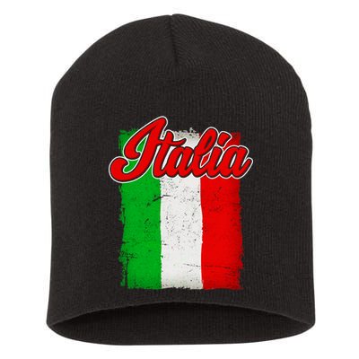 Vintage Italia Flag Short Acrylic Beanie