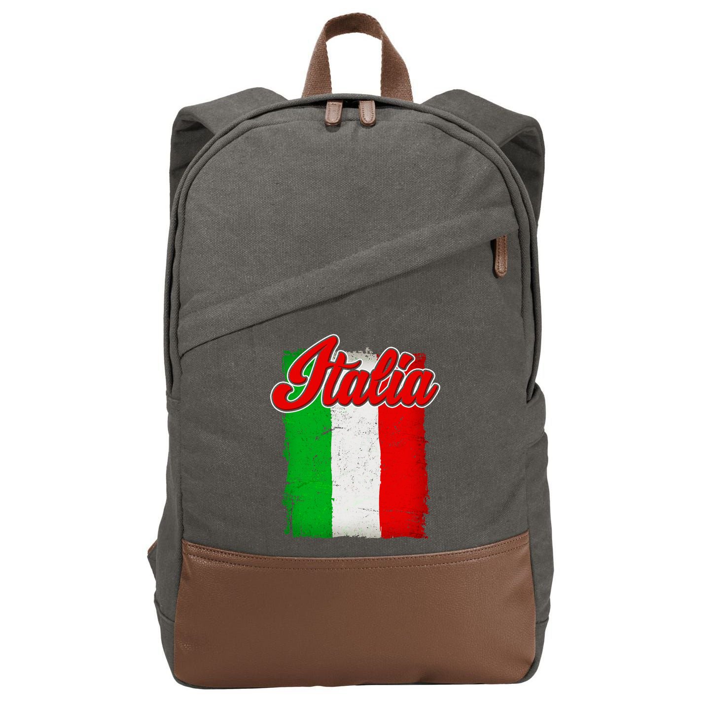 Vintage Italia Flag Cotton Canvas Backpack