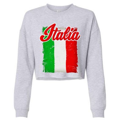 Vintage Italia Flag Cropped Pullover Crew