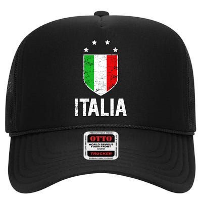 Vintage Italia Shield Crest High Crown Mesh Back Trucker Hat