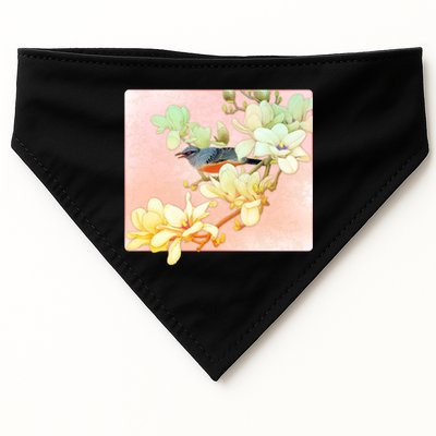 Vintage Japanese Bird Flowers  USA-Made Doggie Bandana