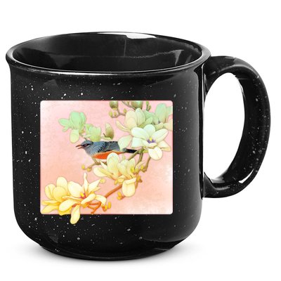 Vintage Japanese Bird Flowers  15oz Campfire Ceramic Mug